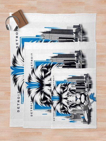 Detroit Lions Artwork Throw Blanket