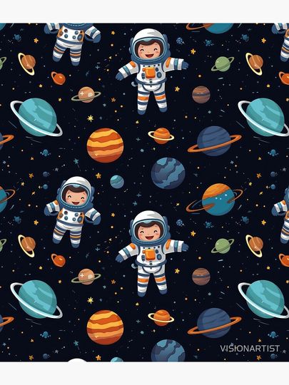 Cute Little Astronauts in Space Pattern  Backpack