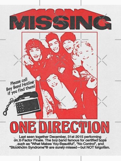 One Direction Red 'Missing' Poster Classic T-Shirt