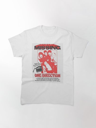 One Direction Red 'Missing' Poster Classic T-Shirt