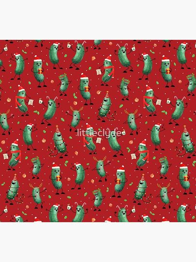 Christmas Pickle Pattern on Red Socks