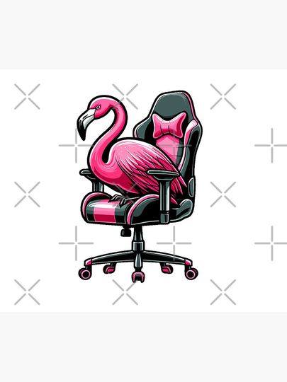 Pink Flamingo Siting on Gaming Chair Mouse Pad