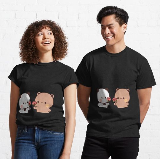 Bubu & Dudu Panda Bears, Bubu Is Giving Rose To Dudu T-Shirt, Cute Gift For Lovers