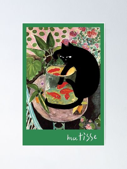 matisse's goldfish and a cat Poster