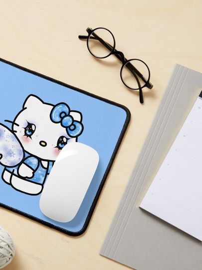 Blue Glitter Angel Hello Kitty Mouse Pad