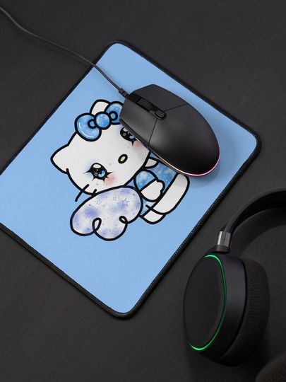 Blue Glitter Angel Hello Kitty Mouse Pad
