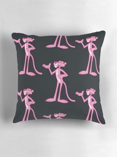 The pink Panther Black Throw  Pillow