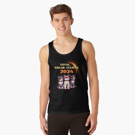 Solar Eclipse 2024 Cat Wearing Solar Eclipse Tank Top
