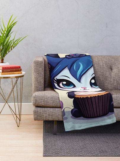 Blueberry M Cat Throw Blanket