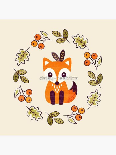 Little Fox with Autumn Berries Tote Bag