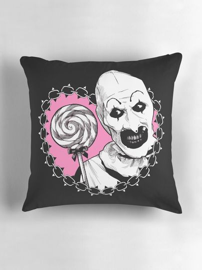 Art the Clown Lollipop (dark version) Pillow