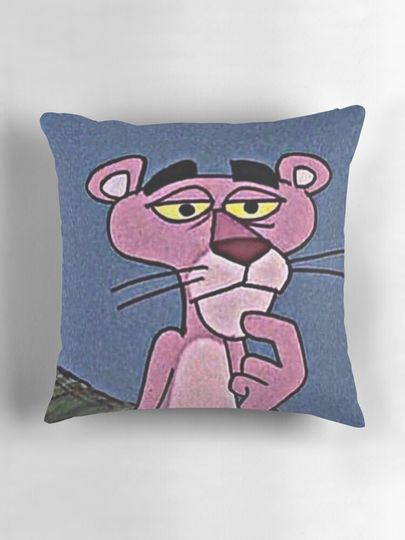 The thinking pink panther Throw  Pillow