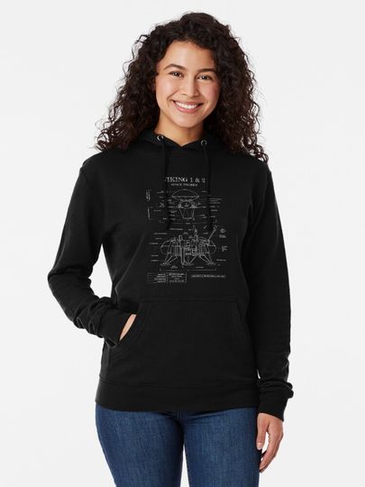 Viking Program: Spacecraft and Lander (White Stencil-No Background) Hoodie