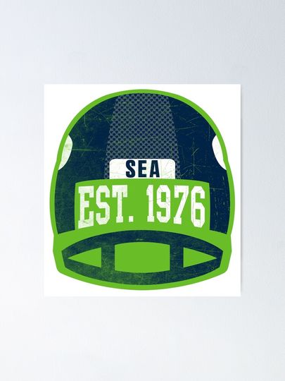 Seattle Throwback Football Helmet Poster