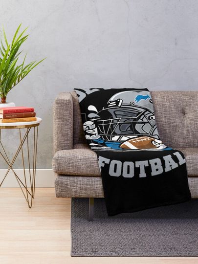 Detroit Lions Cartoon Mascot 2024	 Throw Blanket