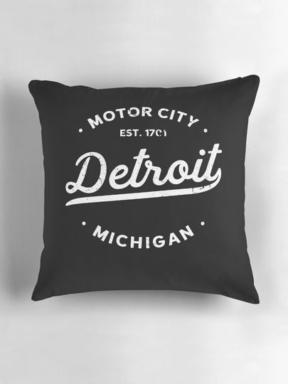 Detroit Michigan 313 Area Code Motor City Pillow