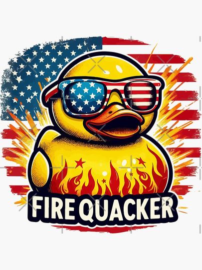 Firequacker Funny USA flag 4th of July Sticker