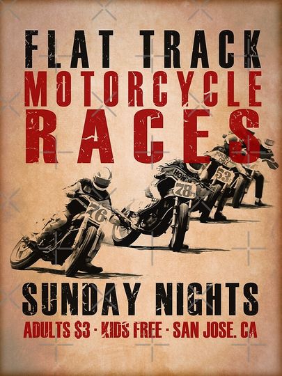 Flat Track Motorcycle Races Premium Matte Vertical Poster