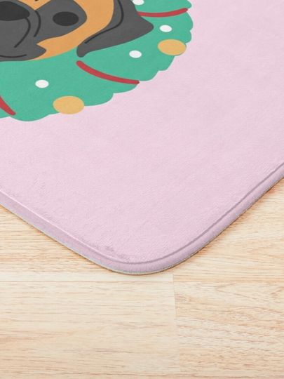 Boxer Dog Christmas Wreath Bath Mat