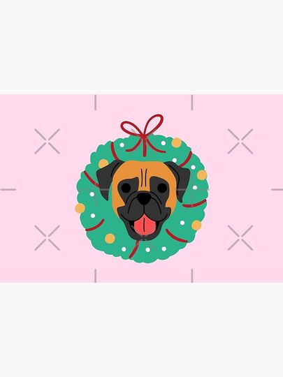Boxer Dog Christmas Wreath Bath Mat