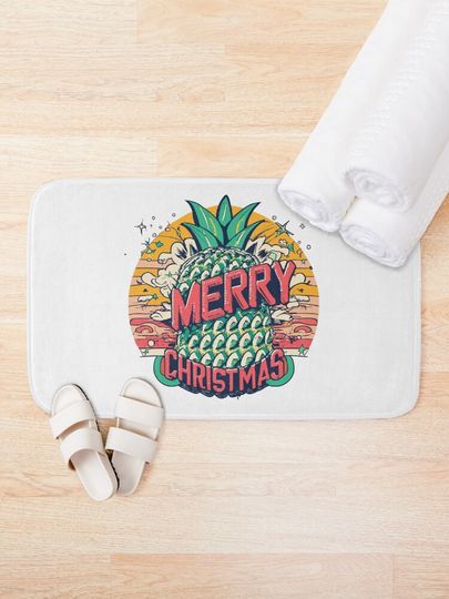 Pineapple Christmas Bath Mat