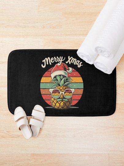 Pineapple Christmas Bath Mat