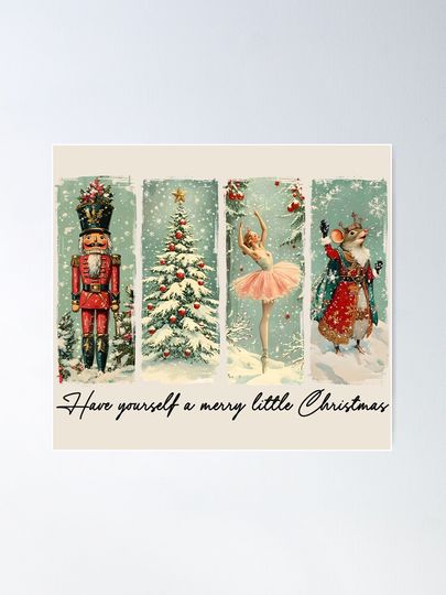 Retro Christmas Nutcracker, Christmas, Vintage Christmas, Merry Christmas Poster