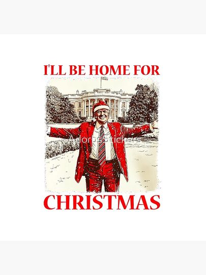 Funny Trump I'll Be Home For Christmas Pillow