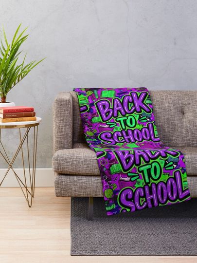 Back To School Graffiti Style Quote Throw Blanket