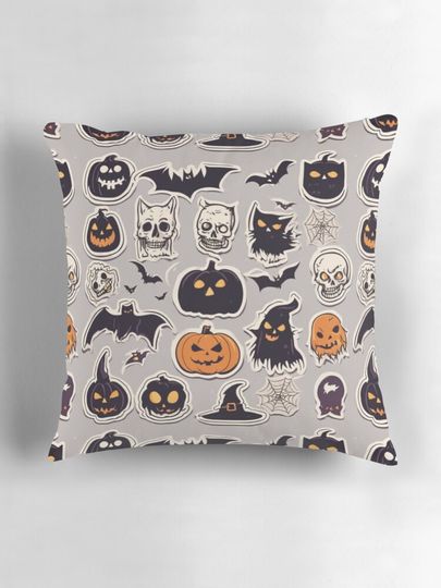 Spooky Halloween Pattern Pillow