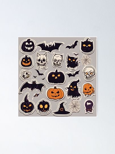 Spooky Halloween Pattern Poster