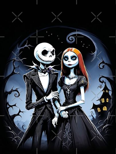 Nightmare Before Christmas Jack and Sally's Moonlit Embrace iPhone Case