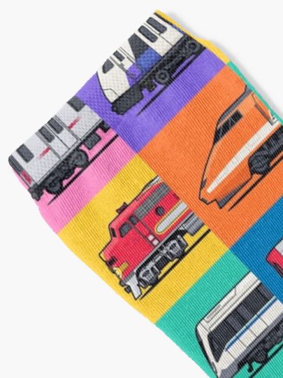 World Trains Grid Pattern Socks