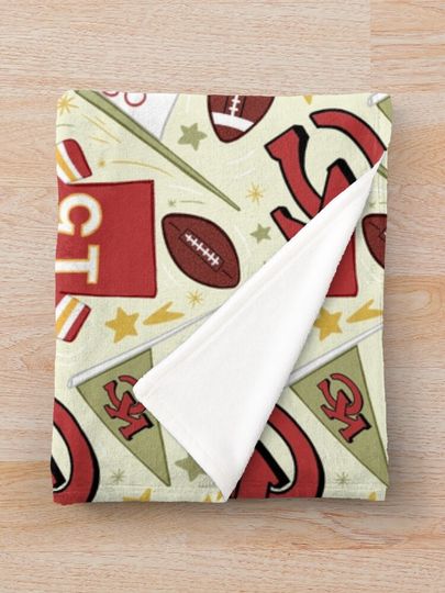 Patrick Mahomes chiefs pattern (light gold)  Throw Blanket, Gift for Fan
