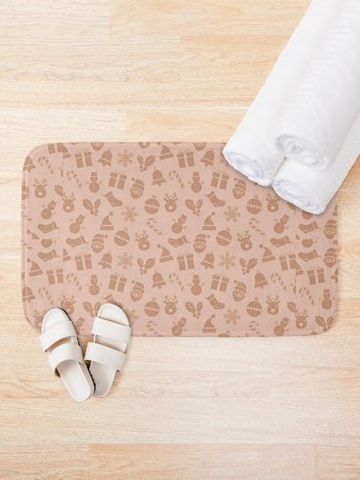 Christmas Icon Pattern Bath Mat