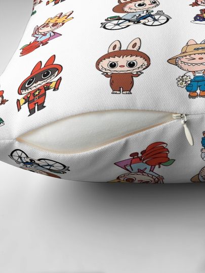 Labubu Monsters sticker pack collection Pillow, Cute Labubu Pillows Gift, Gift for Fan