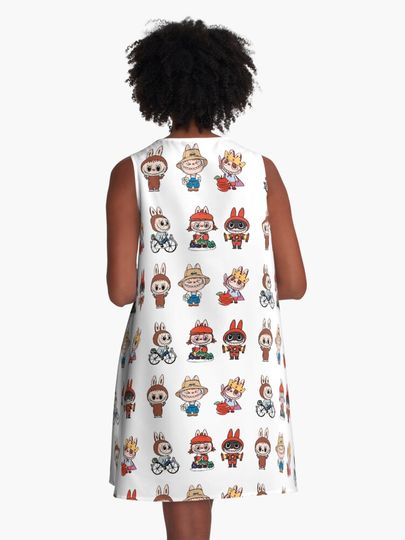 Labubu Monsters sticker pack collection A-Line Dress, Gift for Her