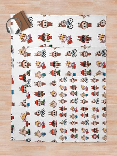 Labubu Monsters sticker pack collection Throw Blanket, Gift for Kids, Cute Gift