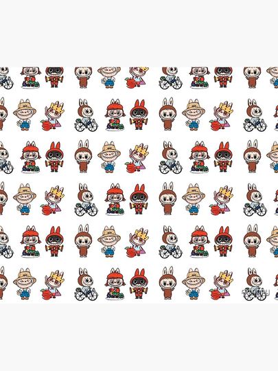 Labubu Monsters sticker pack collection Throw Blanket, Gift for Kids, Cute Gift