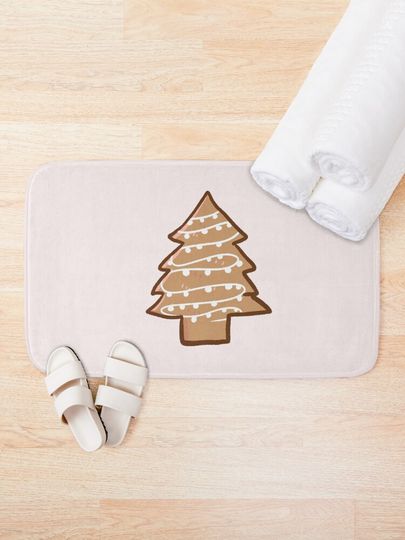 Cute Christmas gingerbread tree Bath Mat