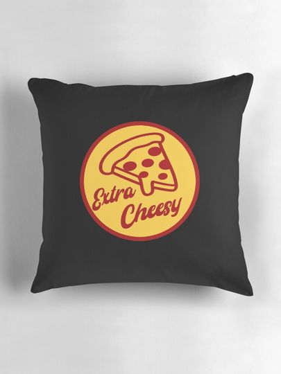 Funny Pizza Slice Extra Cheesy Graphic Pillow
