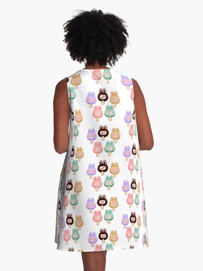 Labubu Popsicles A-Line Dress, Labubu sleeveless tank dresses, Gift for Her