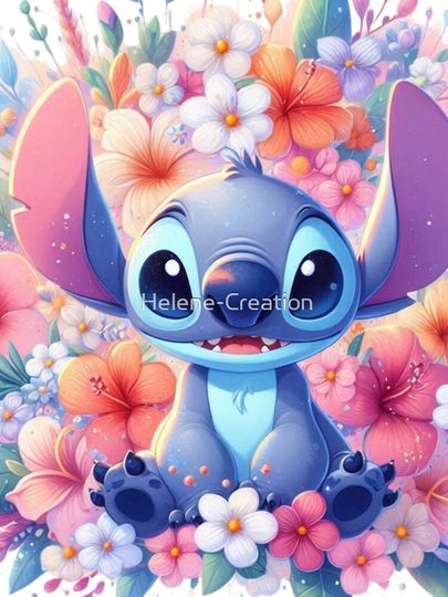 Stitch sitting with a beautiful bouquet of flowers iPhone Case
