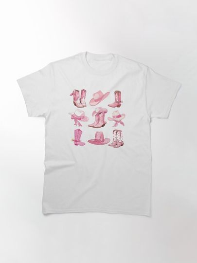 Pink Cowgirl Boots & Hat Valentine Country Western Valentine T-Shirt