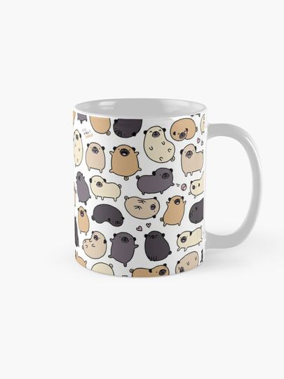 Pug Life Doodle Coffee Mug, Pug Lover Mug