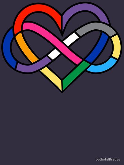 Queer Polyamory Pride Infinity Heart Polyamory LesbianT-Shirt