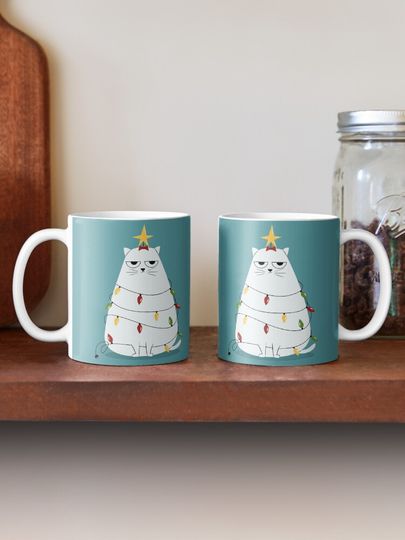Grumpy Christmas Cat Coffee Mug