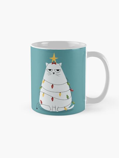 Grumpy Christmas Cat Coffee Mug