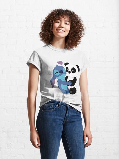 Stitch & Panda Classic T-Shirt, Disney Lilo Stitch Shirt
