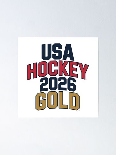 USA Hockey Gold Poster - Premium Matte Vertical Poster